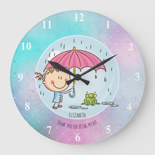 Niedliche BESTE FREUNDIN Besties Kawaii Geschenke Große Wanduhr (Vorderseite)