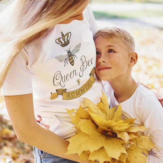 Niedliche beste Mama je Biene, Goldkrone & Scroll T-Shirt