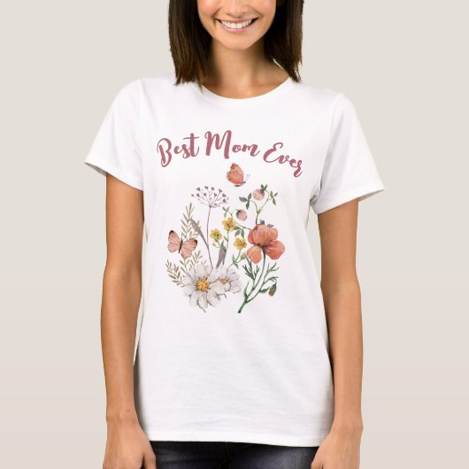 Niedliche beste Mama je Botanische Wildblume Blume T-Shirt (Vorderseite)