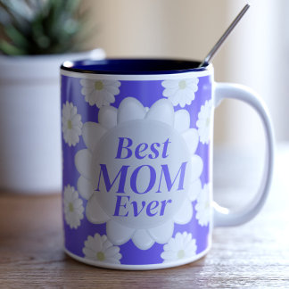 Niedliche beste Mama je Daisy Muster Lila Kaffeema Zweifarbige Tasse