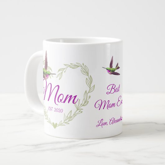 Niedliche Beste Mama je Herz Hummingbird Jumbo-Tasse (Vorderseite Links)