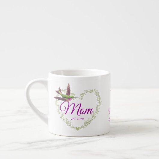 Niedliche Beste Mama je Herz Hummingbird Riesenkaf Espressotasse (Links)