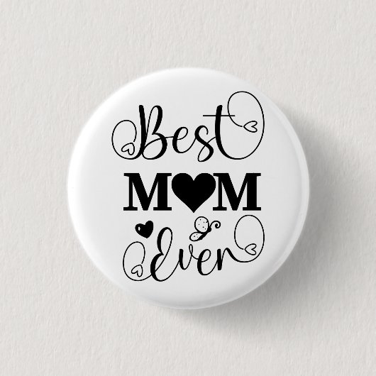 Niedliche Beste Mama je Typografie Button (Vorderseite)