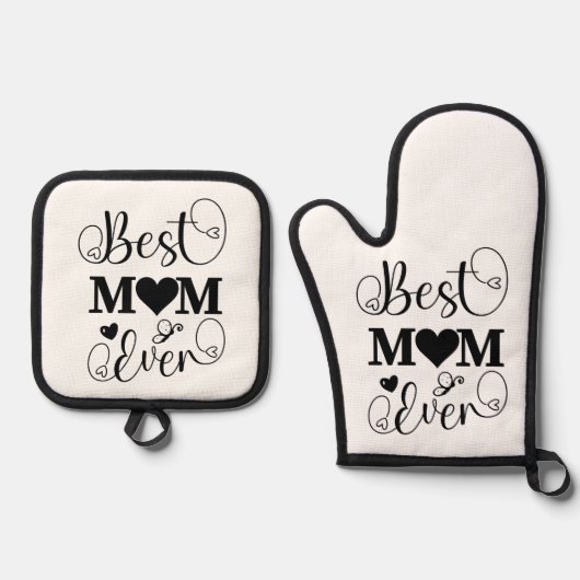 Niedliche beste Mama je Typografie Script Mütter T Ofenhandschuh & Topflappen-Set (Vorderseite)