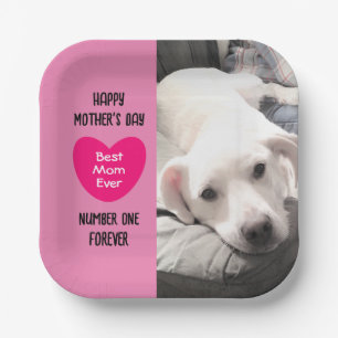 Niedliche beste Mama je Welpen Hund Rosa Herz ein Pappteller