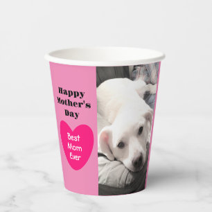 Niedliche beste Mama je Welpenhund Rosa Herz ein F Pappbecher