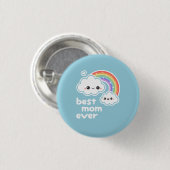Niedliche beste Mama-Regenbogen-Wolken Button (Vorne & Hinten)