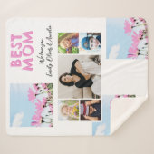 Niedliche beste Mama Rosa Blume 5 FotoCollage Sherpadecke (Vorderseite (Horizontal))