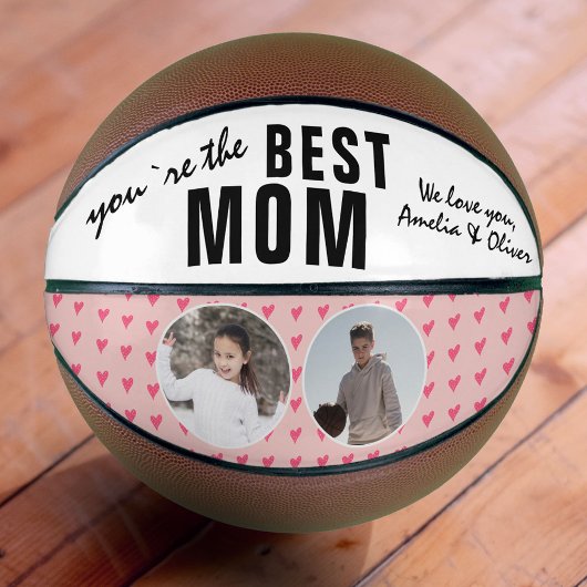 Niedliche Beste Mama Rosa Herz 2 FotoCollage Basketball
