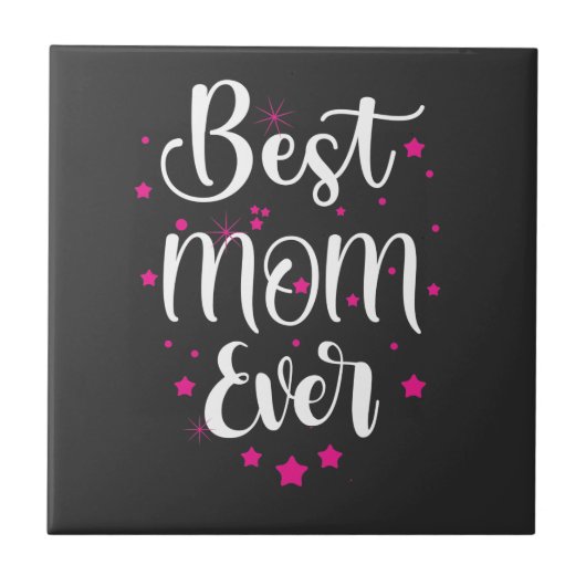 Niedliche beste Mama Text und kleine Sterne Fliese (Vorderseite)