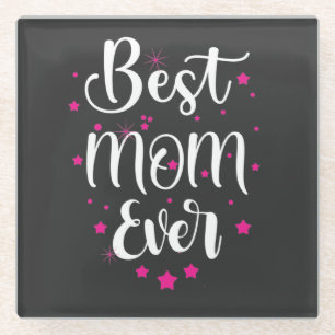 Niedliche beste Mama Text und kleine Sterne Glasuntersetzer