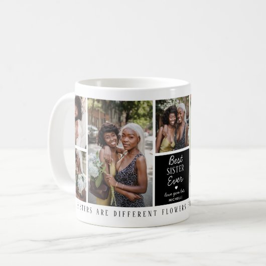 Niedliche Beste 'Schwester' je 7 FotoCollage Kaffeetasse (Vorderseite Links)