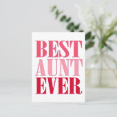 Niedliche Beste Tante je rosa Text Postkarte (Stehend Vorderseite)
