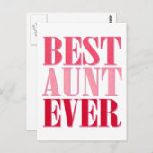 Niedliche Beste Tante je rosa Text Postkarte (Vorne/Hinten)