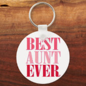 Niedliche Beste Tante je rosa Text Schlüsselanhänger (Vorderseite)