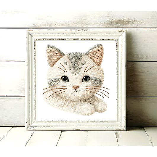 Niedliche bestickte Kitty Wall Kunst für Katzen Poster