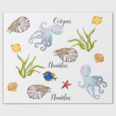 Niedliche Bewohner des Meeresbodens Geschenkpapier (Flach)