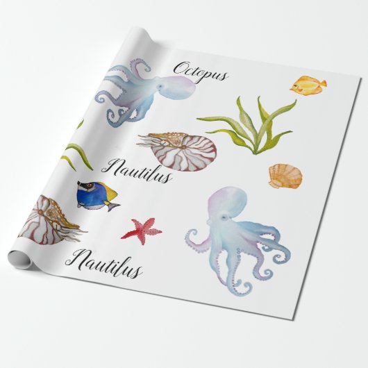 Niedliche Bewohner des Meeresbodens Geschenkpapier (Ungerollt)