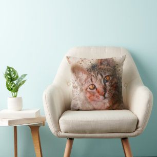 niedliche bezaubernde Katze mit Aquarellmalerei Kissen