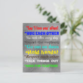 Niedliche Beziehungsberatung Farbige Zitate Postkarte (Stehend Vorderseite)