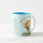 Niedliche Bibel Tasse Maus Blume Blaue Aqua (VorderseiteRechts)