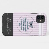 Niedliche Bibelverse Schmetterling Rosa Streifen N Case-Mate iPhone Hülle (Rückseite (Horizontal))