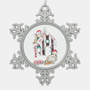 Niedliche Biber Chalet Weihnachtsdekoration Schneeflocken Zinn-Ornament