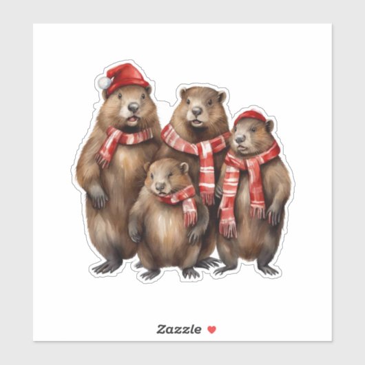 Niedliche Biber im Scarve Aufkleber (Blatt)