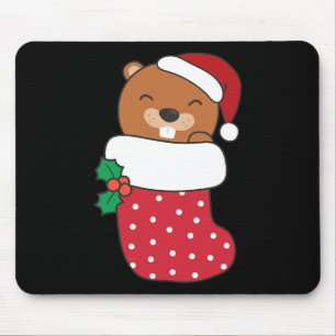 Niedliche Biber zu Weihnachten Strümpfe zu Weihnac Mousepad