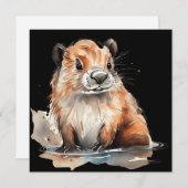 Niedliche Biberflachkarte (Vorne/Hinten)