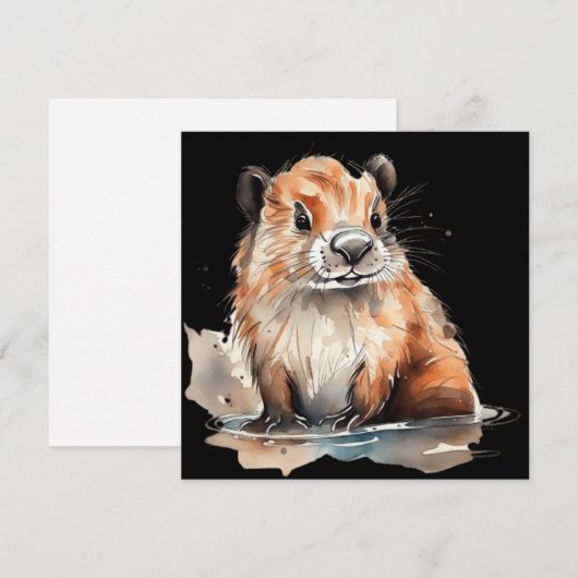 Niedliche Biberflachkarte (Vorne/Hinten)