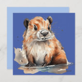 Niedliche Biberflachkarte Einladung (Vorne/Hinten)