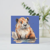 Niedliche Biberflachkarte Einladung (Stehend Vorderseite)