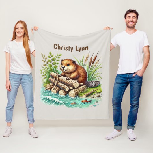 Niedliche Biberfreunde geben Namen Fleecedecke (Beispiel)