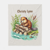 Niedliche Biberfreunde geben Namen Fleecedecke (Vorderseite)