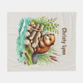 Niedliche Biberfreunde geben Namen Fleecedecke (Vorderseite (Horizontal))