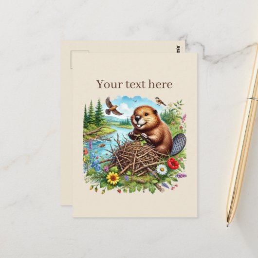 Niedliche Biberliebhaber Postkarte (Vorderseite/Rückseite Beispiel)