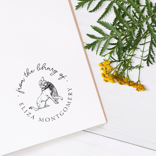 Niedliche Bibliotheksbücher für Mädchen und Hunde Gummistempel