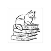 Niedliche Bibliothekskatze, benutzerdefiniertes Bu Gummistempel (Prägung)