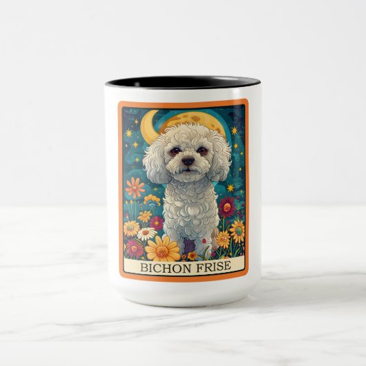 Niedliche Bichon Frise Hund-Tarot-Karte Tasse (Zentrum)
