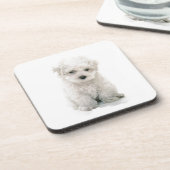 Niedliche Bichon Frise Korken-Untersetzer Getränkeuntersetzer (Linke Seite)