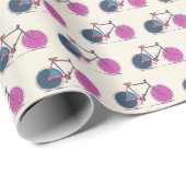 Niedliche Bicycle Line Art Zeichnend Muster Geschenkpapier (Rolleneckpunkt)