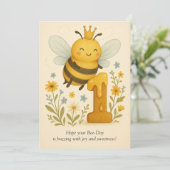 Niedliche Biene 1. Geburtstagskarte Feiertagskarte (Stehend Vorderseite)