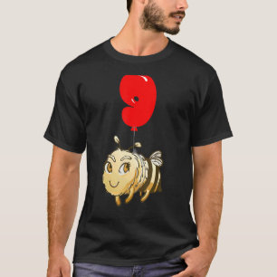 Niedliche Biene 9. Geburtstag Kinder Ballon Party T-Shirt