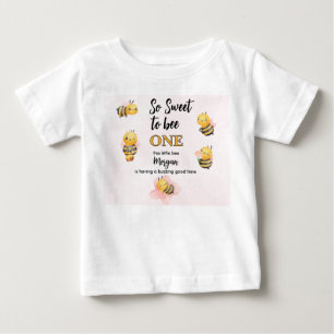 Niedliche Biene Einmal Rosa Schwarze Geburtstagspa Baby T-shirt