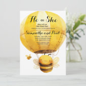 Niedliche Biene Er oder Sie heiße Luft Ballon Gesc Einladung (Stehend Vorderseite)