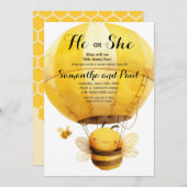 Niedliche Biene Er oder Sie heiße Luft Ballon Gesc Einladung (Vorne/Hinten)