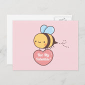 Niedliche Biene mein Valentinpuppen Doodle Postkarte (Vorne/Hinten)