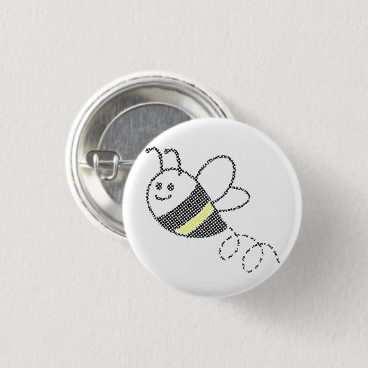 Niedliche Biene mit Kreuzstich-Muster Button (Vorne & Hinten)
