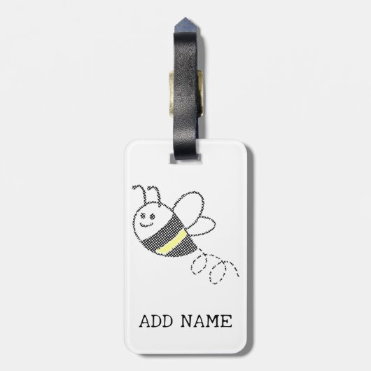 Niedliche Biene mit Kreuzstich-Muster Gepäckanhänger (Rückseite vertikal)